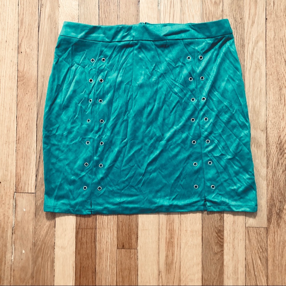 Green mini skirt